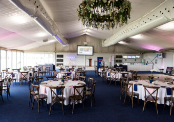 The King of the Mountain Raceday at Clifford Park Racecourse in Toowoomba, Queensland, celebrating high-stakes thoroughbred racing and one of Australia’s most iconic weight-for-age sprint events. The King of the Mountain Raceday at Clifford Park Racecourse in Toowoomba, Room Set Up - Grande Atrium Venue.